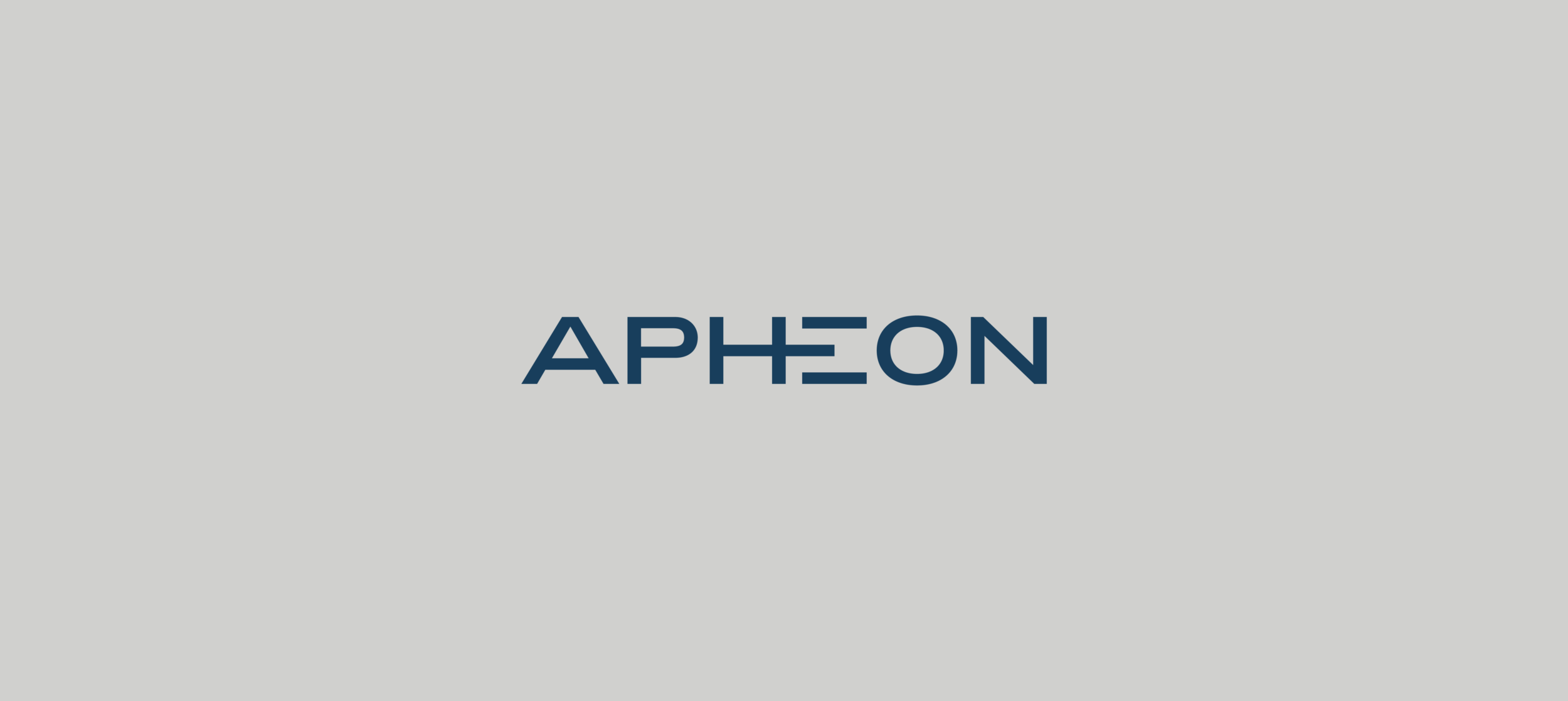 Apheon logo with modern, dark blue, uppercase text on a light gray background.